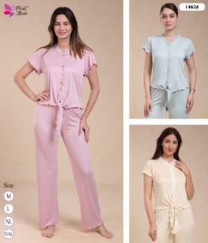 Flora Mode Pyjama manches courtes dentelle – Réf 14626 – Couleurs assorties
