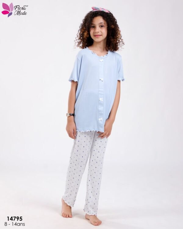 Flora Mode Pyjama fille – Réf 14795 – Bleu ciel Flora Mode Pyjama fille – Réf 14795 – Bleu ciel