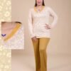 Flora Mode Pyjama fleuri – Réf 14831 – Écru moutarde