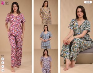 Flora Mode Pyjama imprimé manches courtes – Réf 14955 – Couleurs assorties