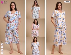 Flora Mode Pyjama pantacourt imprimé – Réf 14987 – Couleurs assorties Flora Mode Pyjama pantacourt imprimé – Réf 14987 – Couleurs assorties