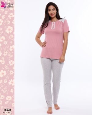 Flora Mode Pyjama manches courtes – Réf 15236 – Vieux rose