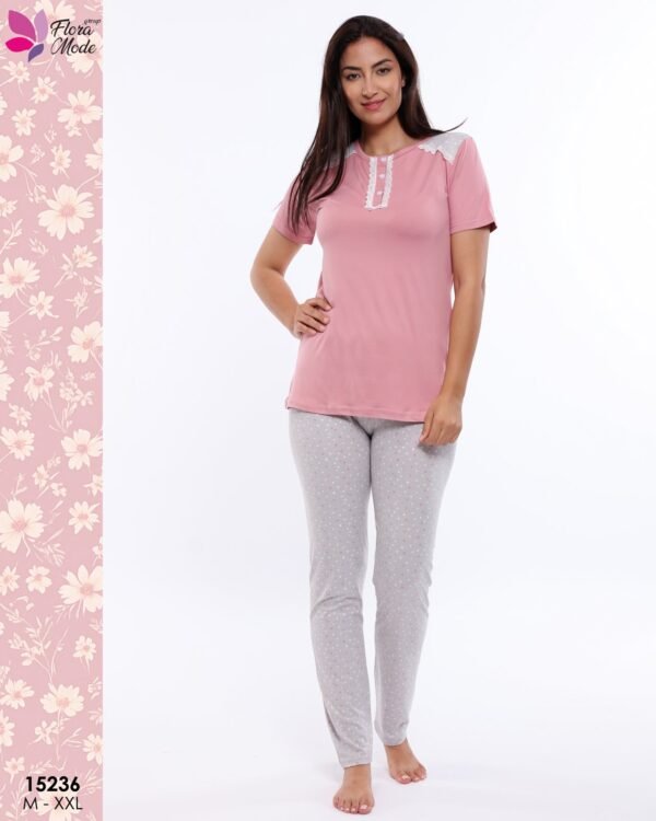 Flora Mode Pyjama manches courtes – Réf 15236 – Vieux rose Flora Mode Pyjama manches courtes – Réf 15236 – Vieux rose