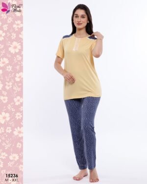 Flora Mode Pyjama manches courtes – Réf 15236 – Jaune