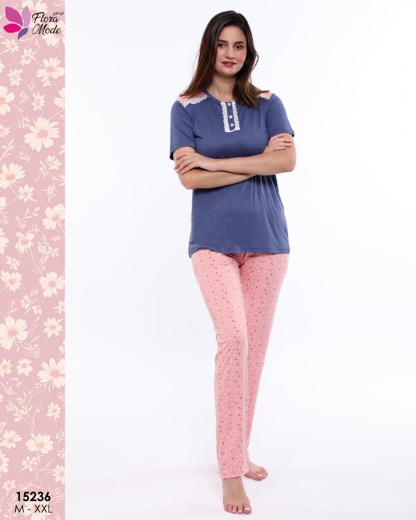 Flora Mode Pyjama manches courtes – Réf 15236 – Bleu marine Flora Mode Pyjama manches courtes – Réf 15236 – Bleu marine