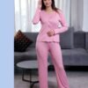 Flora Mode Pyjama 3 pièces avec gilet – Réf 15314 – Rose