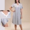 Flora Mode Chemise de nuit boutonnée dentelle – Réf 15392 – Gris