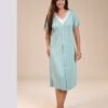 Flora Mode Chemise de nuit boutonnée dentelle – Réf 15392 – Vert d'eau