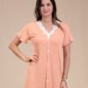 Flora Mode Chemise de nuit boutonnée dentelle – Réf 15392 – Pêche