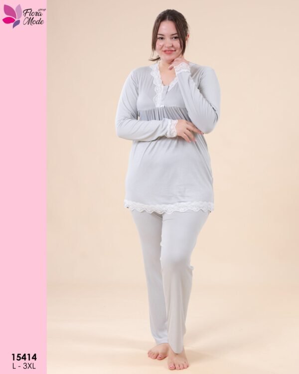Flora Mode Pyjama dentelle – Réf 15414 – Gris