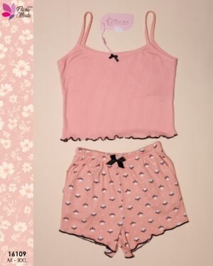 Flora Mode Pyjama short et caraco – Réf 16109 – Corail