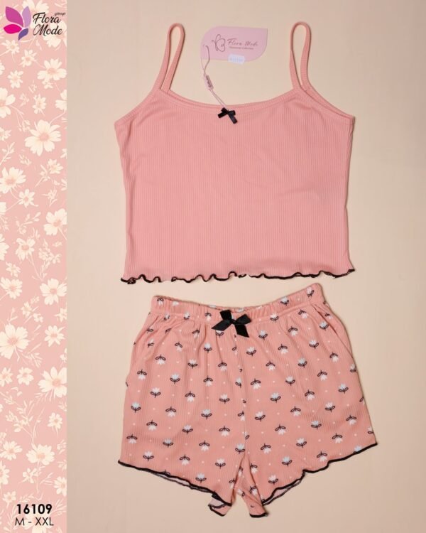 Flora Mode Pyjama short et caraco – Réf 16109 – Corail