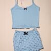 Flora Mode Pyjama short et caraco – Réf 16109 – Bleu ciel