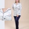 Flora Mode Pyjama boutonné velours imprimé – Réf 16709 – Écru marine