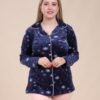 Flora Mode Pyjama boutonné velours imprimé – Réf 16709 – Bleu marine