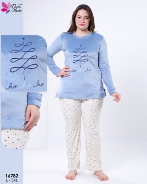 Flora Mode Pyjama velours étoiles – Réf 16782 – Bleu ciel