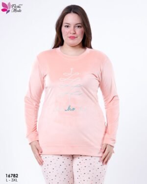Flora Mode Pyjama velours étoiles – Réf 16782 – Pêche