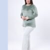 Flora Mode Pyjama velours étoiles – Réf 16782 – Vert sauge