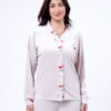 Flora Mode Pyjama velours boutonné cerises – Réf 17047 – Gris clair