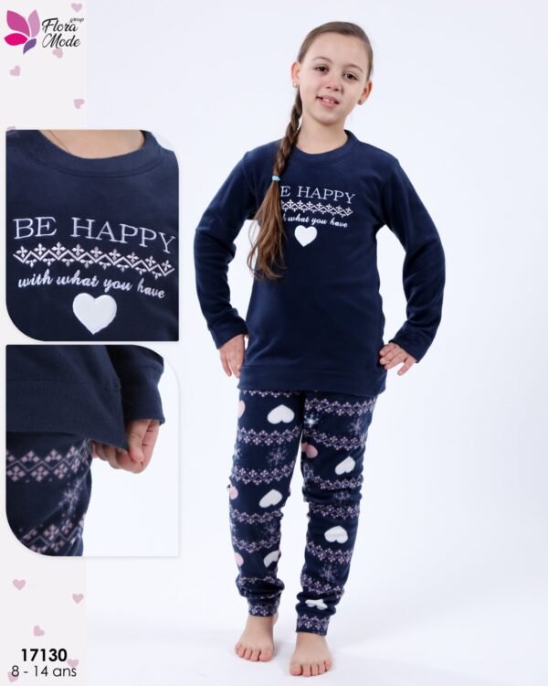 Flora Mode Pyjama fille polaire – Réf 17130 – Bleu marine