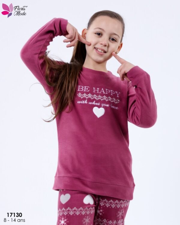 Flora Mode Pyjama fille polaire – Réf 17130 – Framboise