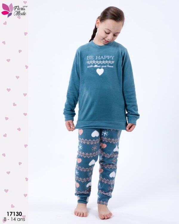 Flora Mode Pyjama fille polaire – Réf 17130 – Bleu pétrole