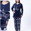 Flora Mode Pyjama polaire imprimé cœurs – Réf 17141 – Bleu marine