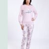 Flora Mode Pyjama velours imprimé ours – Réf 17197 – Rose pâle