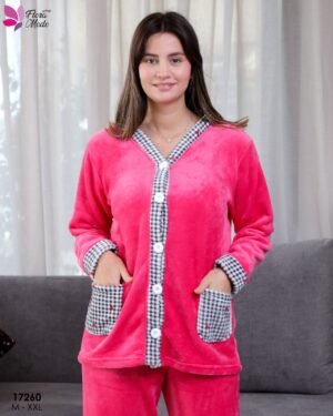 Flora Mode Pyjama polaire boutonné – Réf 17260 – Fuchsia