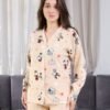 Flora Mode Pyjama polaire boutonné imprimé – Réf 17307 – Beige