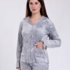 Flora Mode Pyjama velours chemise imprimé – Réf 17334 – Gris