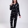Flora Mode Pyjama velours chemise imprimé – Réf 17334 – Noir