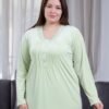 Flora Mode Chemise de nuit longue velours – Réf 17350 – Vert pistache