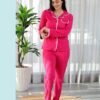 Flora Mode Pyjama chemise côtelé dentelle – Réf 17502 – Fuchsia