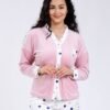 Flora Mode Pyjama velours boutonné à pois – Réf 17504 – Rose