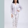 Flora Mode Pyjama velours boutonné à pois – Réf 17504 – Gris clair
