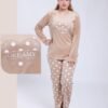 Flora Mode Pyjama velours à pois cœur – Réf 17524 – Beige