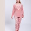 Flora Mode Pyjama velours à pois cœur – Réf 17524 – Corail