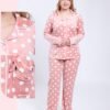 Flora Mode Pyjama velours chemise à pois – Réf 17534 – Corail