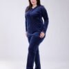 Flora Mode Pyjama velours dentelle – Réf 17557 – Bleu marine