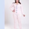 Flora Mode Pyjama gaufré boutonné fleurs – Réf 17599 – Rose pâle