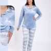 Flora Mode Pyjama velours chemise renne – Réf 17603 – Bleu ciel