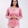 Flora Mode Pyjama velours chemise renne – Réf 17603 – Vieux rose