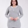 Flora Mode Pyjama tunique côtelé dentelle – Réf 17752 – Gris