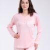 Flora Mode Pyjama poche dentelle pantalon cœurs – Réf 17981 – Rose