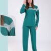 Flora Mode Pyjama col rond dentelle – Réf 17993 – Vert émeraude