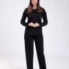 Flora Mode Pyjama col rond dentelle – Réf 17993 – Noir
