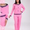 Flora Mode Pyjama côtelé dentelle nœuds – Réf 17995 – Rose vif