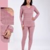 Flora Mode Ensemble thermique torsadé dentelle – Réf 18046 – Vieux rose
