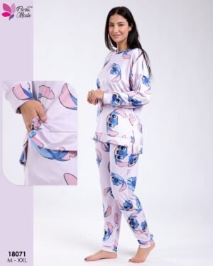 Flora Mode Pyjama imprimé Stitch – Réf 18071 – Lilas